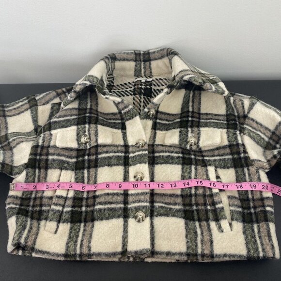 Tularosa Women's Cropped Plaid Jacket Shacket Size XS Revolve Cream Coat Josie - Picture 8 of 10